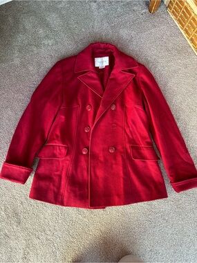 Van Heusen red pea coat